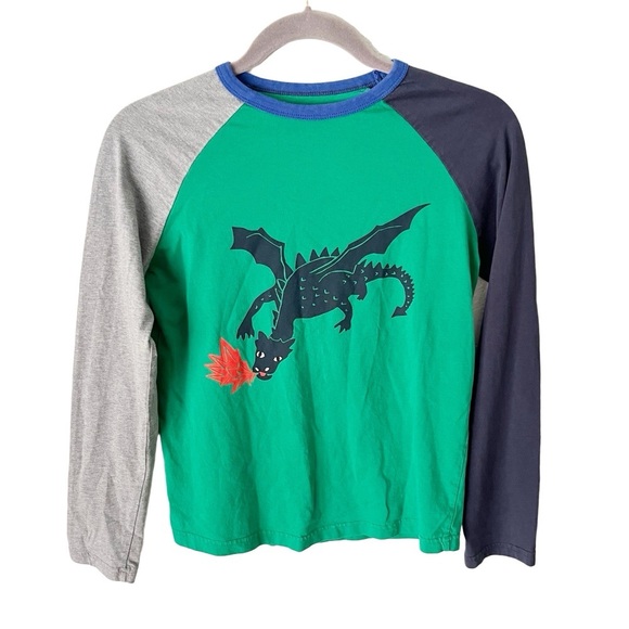 Mini Boden Shirt Boys 11-12Y Dragon Colorblock Baseball Long Sleeve Tee - Picture 1 of 4